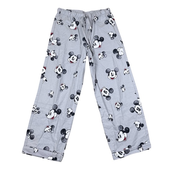 Disney Pottery Barn Teen Flannel Mickey Mouse Gray Pajama Shirt & Pant Set Large - Picture 8 of 9